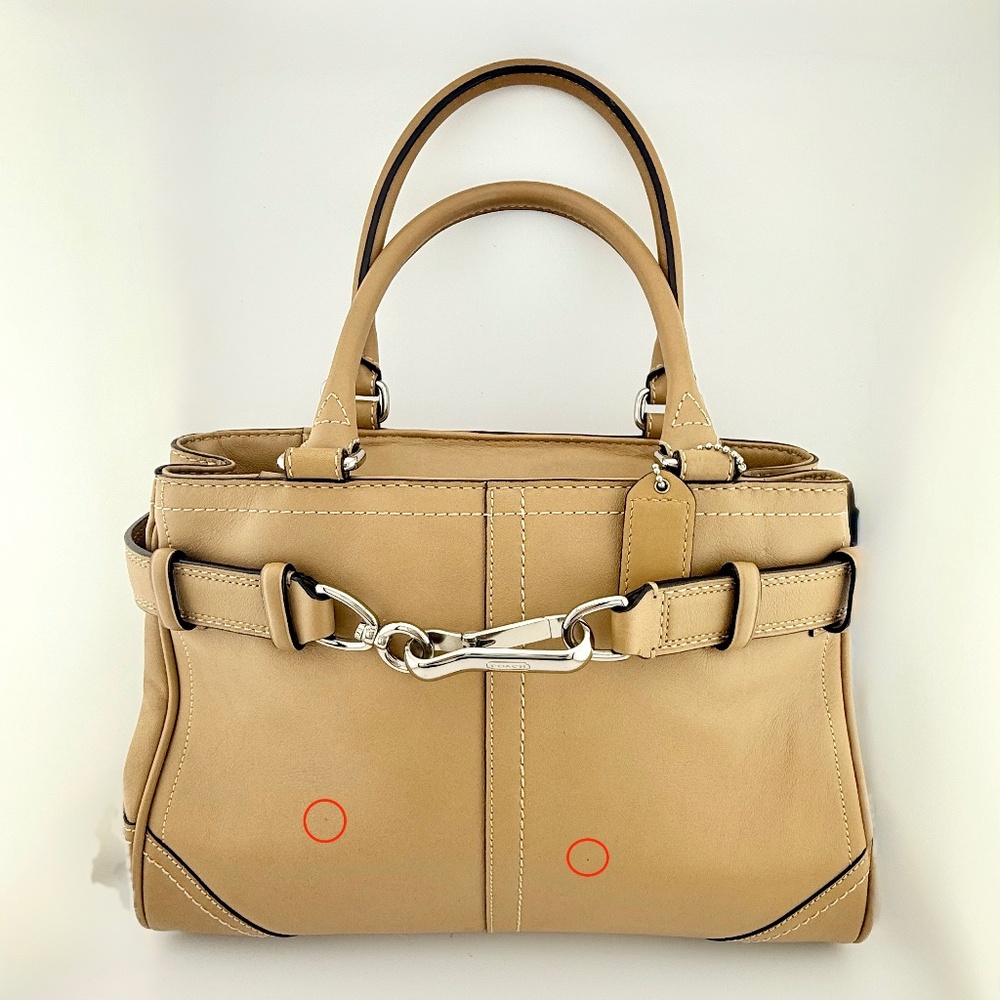 Coach Hampton Leather Satchel Handbag Purse Tan Camel F11199 - Picture 2 of 16